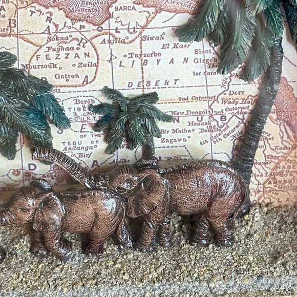 Elephants in 3D Shadow Box Wood Frame - Picture 3 of 8